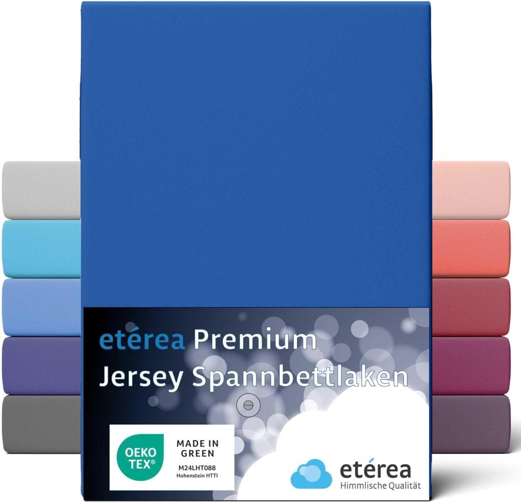 etérea Premium Jersey Spannbettlaken Blau 180x200 - 200x200 cm Bild 1