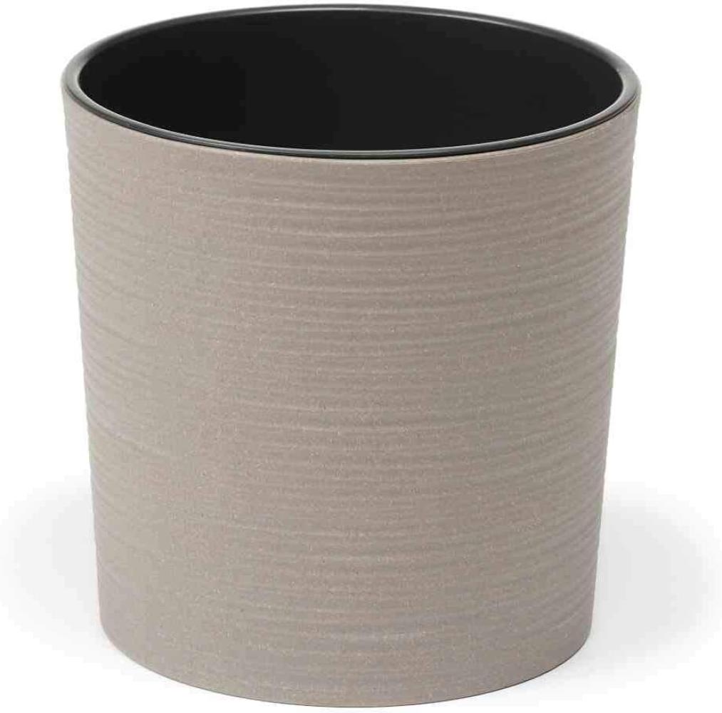 SIENA GARDEN Pflanzgefäß ECO Lens, grau, Ø 30 x 30,5 cm Kunststoffgefäß mit Holzfaseranteil und Einsatz Bild 1