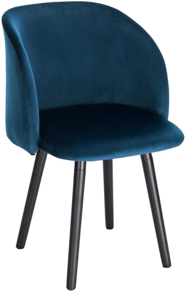 Esszimmerstuhl mit Armlehne aus Samt Modell Ann blau Bild 1