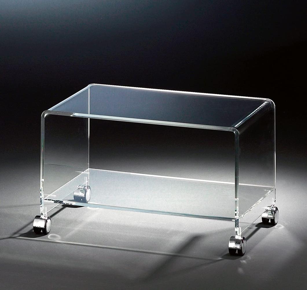 Hochwertiger Acryl-Glas TV-Wagen / TV-Tisch mit 4 Chromrollen, klar, 63 x 38 cm, H 38 cm, Acryl-Glas-Stärke 10 / 12 mm, 63 x 38 cm, H 38 cm, Bild 1
