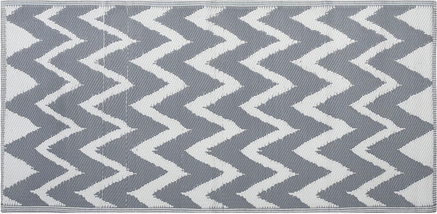 Outdoor Teppich grau 90 x 180 cm ZickZack-Muster zweiseitig Kurzflor SIRSA Bild 1