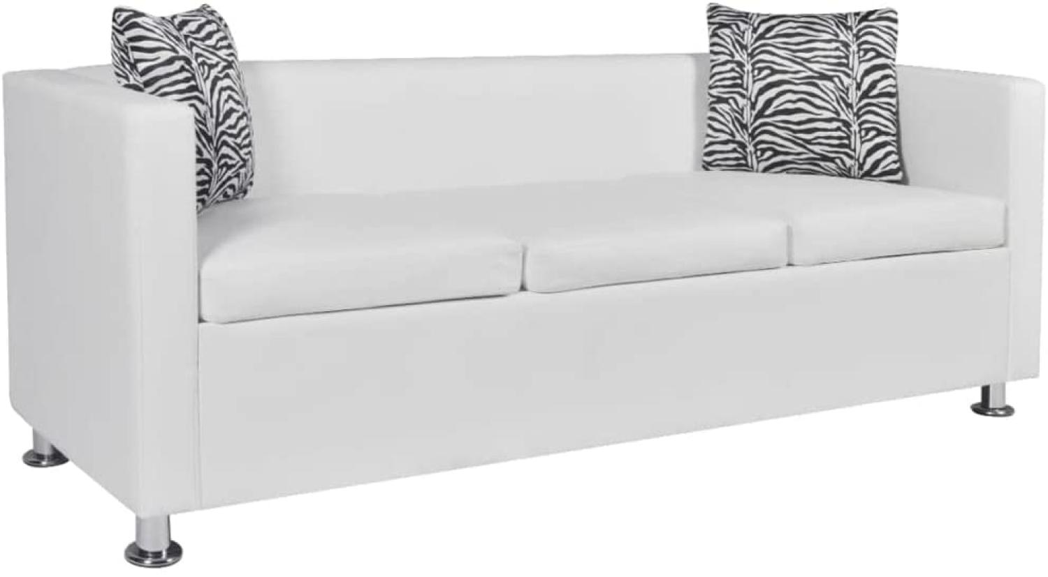 vidaXL 3-Sitzer-Sofa Kunstleder Weiß Bild 1
