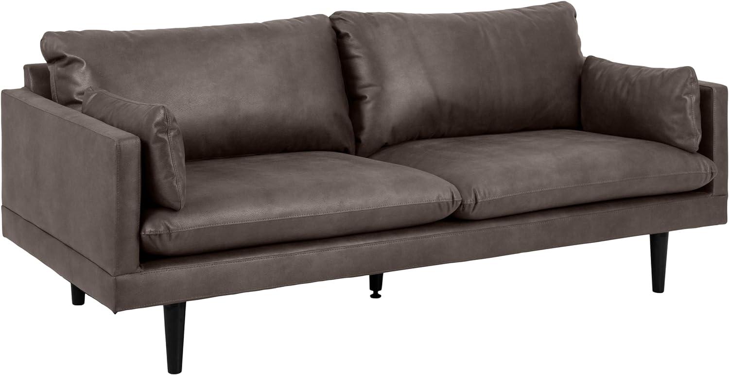 AC Design Furniture Sune 3-Sitzer in Anthrazit, Polstersofa in Lederoptik mit 2 Kissen und Schwarzen Holzbeinen, B: 200 x H: 83 x T: 82 cm Bild 1