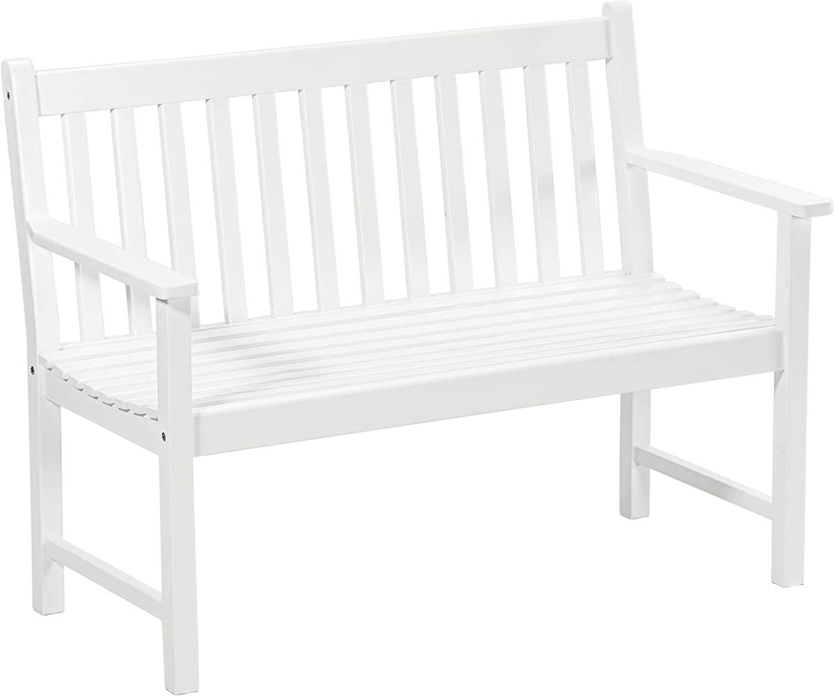 Dehner Gartenbank Mykonos, 2-Sitzer, ca. 120 x 89 x 61 cm, aus FSC® - zertifiziertem Akazienholz, weiß Bild 1