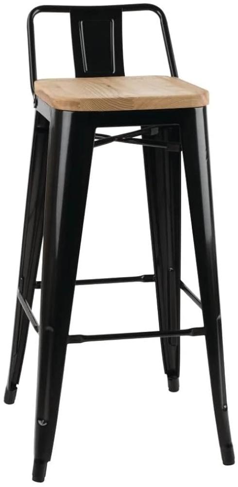 Bolero Bistro Hochbarstuhl mit Holzsitz schwarz (4 Stück) Bild 1