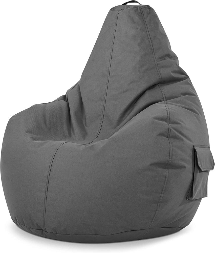 Green Bean© Sitzsack mit Rückenlehne "Cozy" 80x70x90cm - Gaming Chair mit 230L Füllung - Bean Bag Lounge Chair Sitzhocker Grau Bild 1