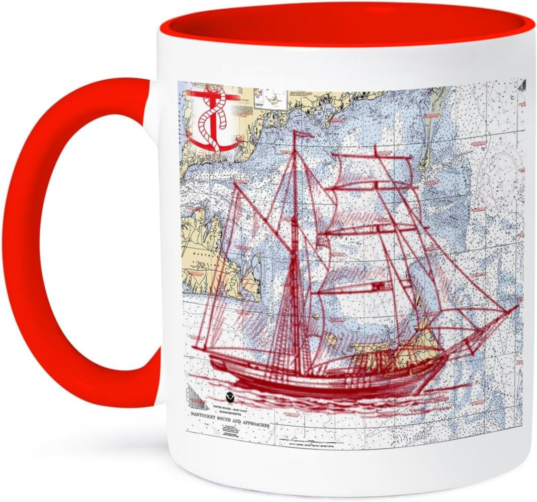 3dRose Print of Nantucket Sound Sailboat-Two Ton Tasse, Keramik, rot, 10,2 x 7,62 x 9,52 cm Bild 1