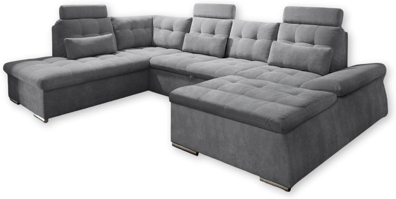 Couch NALO Sofa Schlafcouch Wohnlandschaft Bettsofa dunkelgrau U-Form links Bild 1