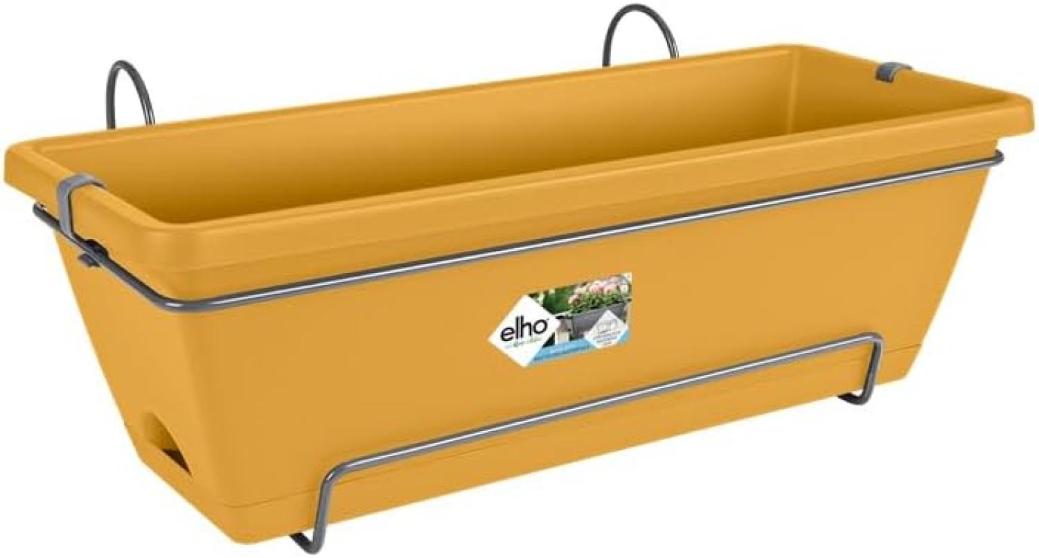 elho Barcelona Allin1 50 Übertopf für Balkon & Außen - 100% recyceltem Plastik - Ø 49. 5 x H 18. 5 cm - Gelb/Honig Gelb Bild 1