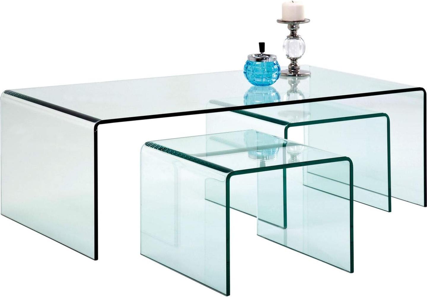Kare Design Couchtisch Clear Club (3/Set), Transparent, Couchtisch, Beistelltisch, Glas, 36x90x50 cm (H/B/T) Bild 1