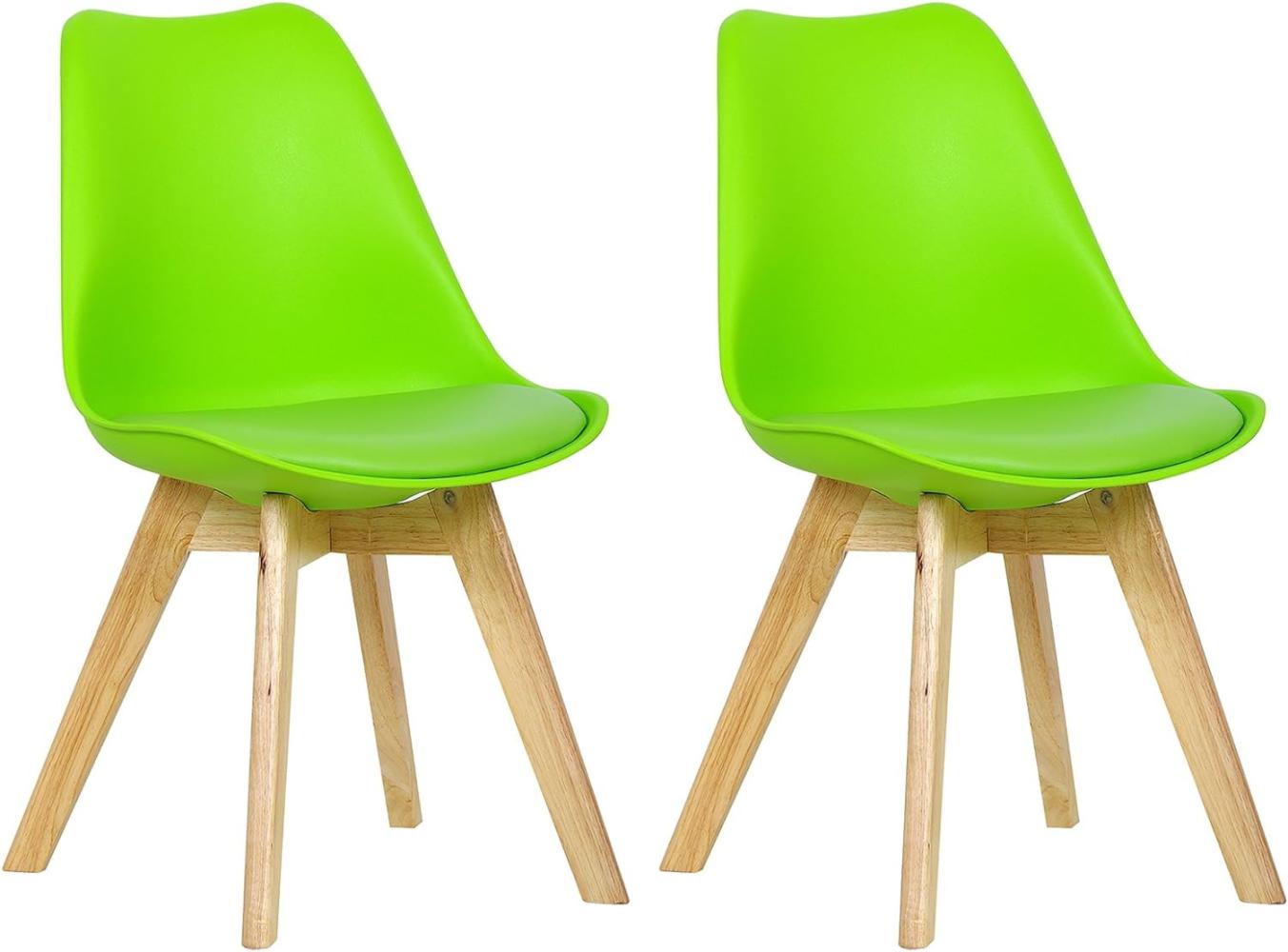 WOLTU BH29gn-2 2 x Esszimmerstühle 2er Set Esszimmerstuhl Design Stuhl Küchenstuhl Holz, Grün Bild 1