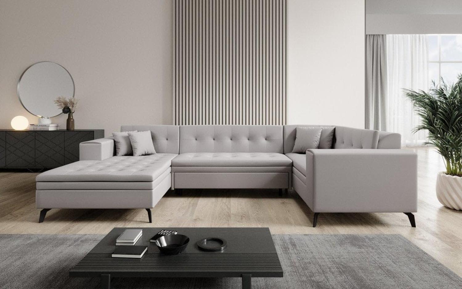Designer Sofa Neola mit Schlaffunktion Stoff Beige Links Bild 1