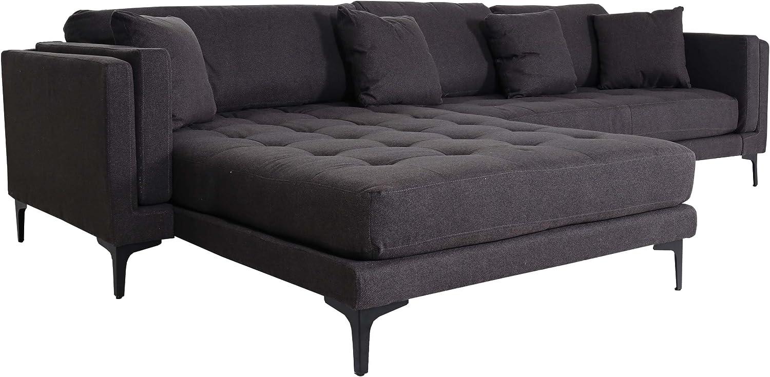 Sofa-Garnitur HWC-M27, Couch Ecksofa L-Form, Liegefläche links/rechts, Massiv-Holz 293cm ~ Stoff/Textil dunkelgrau Bild 1