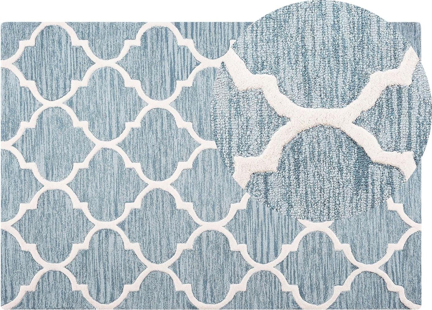 Teppich hellblau 140 x 200 cm marokkanisches Muster Kurzflor YALOVA Bild 1
