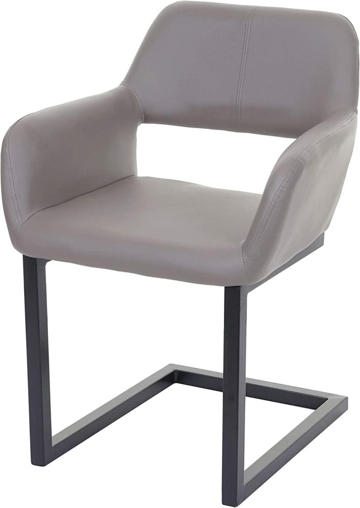 Esszimmerstuhl HWC-A50 II, Freischwinger Stuhl Küchenstuhl, Retro 50er Jahre Design ~ Kunstleder, taupe-grau Bild 1