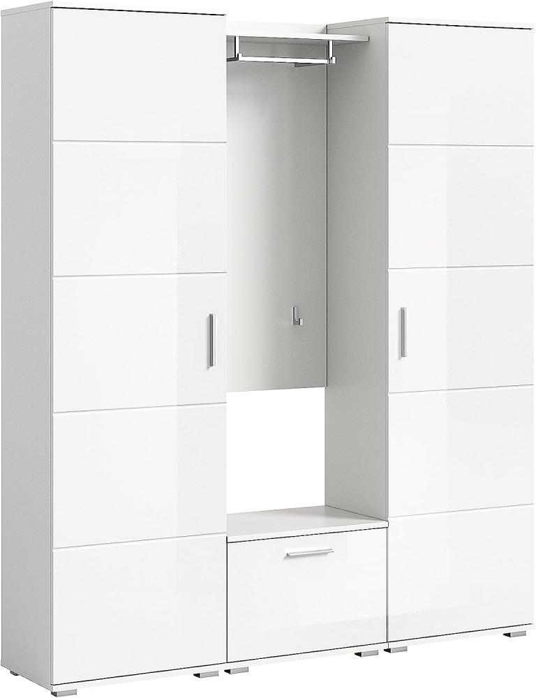 Garderobe Set 4-teilig Prego in weiß Hochglanz 165 x 191 cm Bild 1