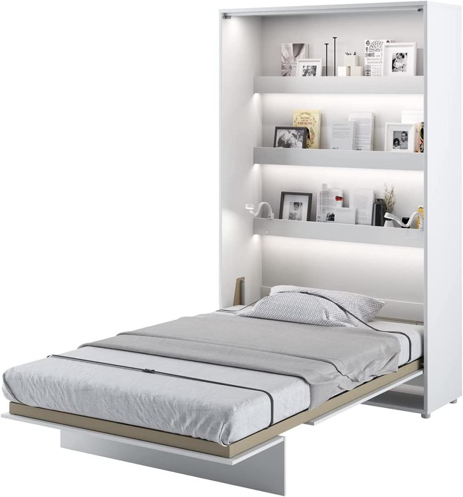 MEBLINI Schrankbett Bed Concept - Wandbett mit Lattenrost - Klappbett mit Schrank - Wandklappbett - Murphy Bed - Bettschrank - BC-02 - 120x200cm Vertikal - Weiß Matt Bild 1