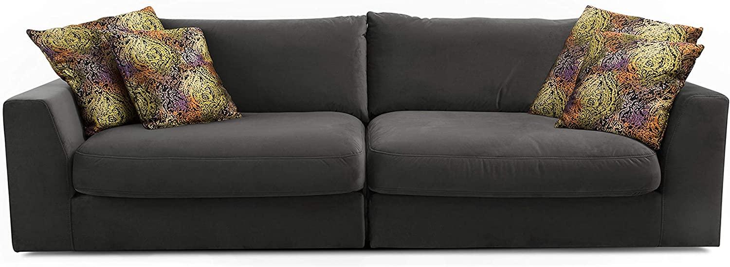 CAVADORE Big Sofa "Fiona"/ XXL-Couch mit tiefen Sitzflächen und weicher Polsterung / modernes Design / 274 x 90 x 112 / Samt grau Bild 1