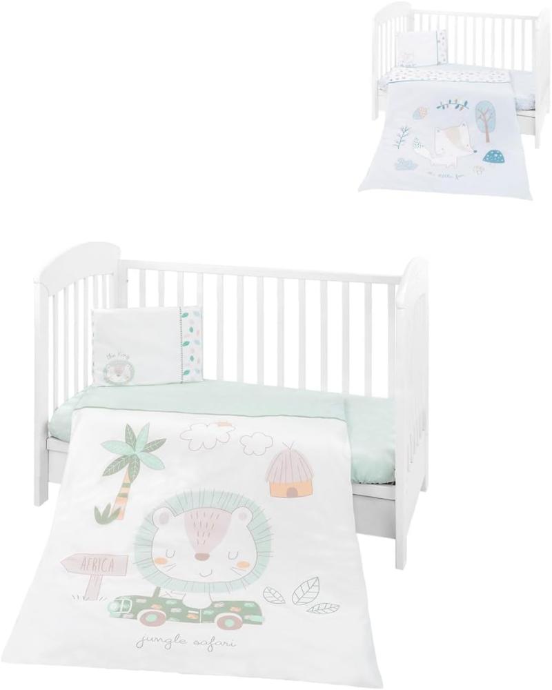 Kikkaboo Babybettwäsche-Set 5-teilig Decke 135 x 95 cm Kissen 45 x 35 cm Bezüge grün Bild 1