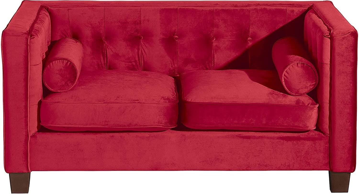 Jobbia Sofa 2-Sitzer (2-teilig) Samtvelours Rot Buche Nussbaumfarben Bild 1