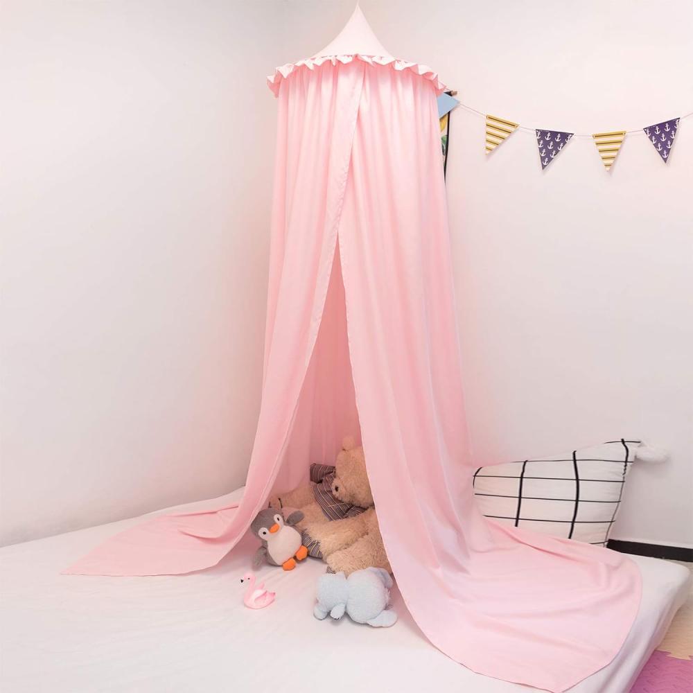EUGAD Betthimmel Baby Bett Baldachin Moskiton für Schlafzimmer Moskitonetz Insektenschutz Kinder Prinzessin Spielzelte Rosa Bild 1