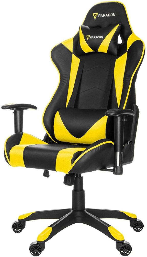 Knight Paracon Gaming Gamer Stuhl Nackenkissen Lendenstütze gelb Büro Sessel Bild 1