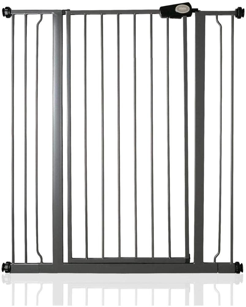 Safetots Extrahoher Metall-Sicherheitsgitter, Druckmontage, 94.3cm - 101.9cm, Schiefergrau, 104cm Höhe, Extrahohe Treppengitter, Gitter für hohe Babys, Einfache Installation Bild 1