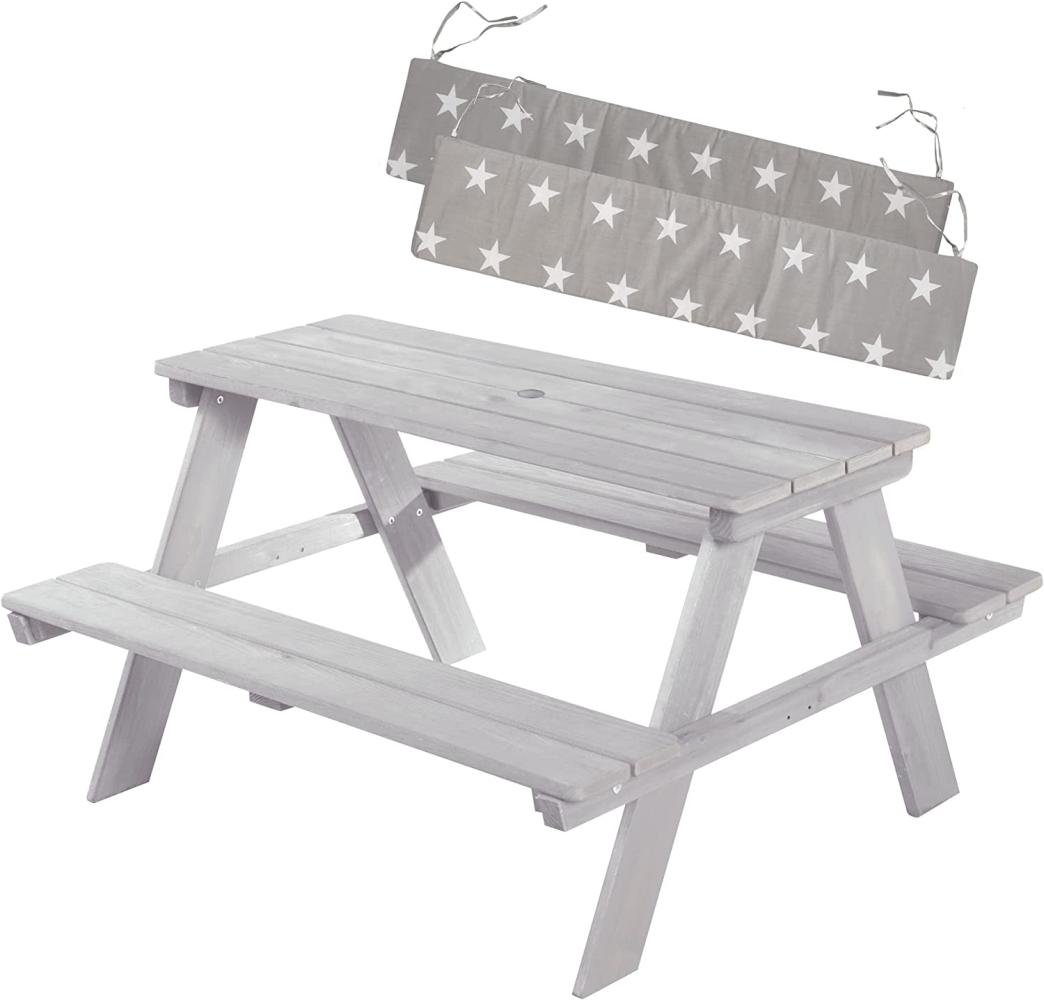 roba 'Picknick for 4, Outdoor +' Kindersitzgarnitur mit Bankkissen, Massivholz grau, 89 x 50 x 84,5 cm Bild 1