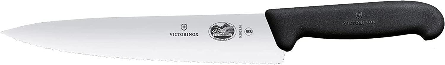 Victorinox Küchenmesser Tranchiermesser Wellenschliff Fibrox Länge: 19 cm Messer, schwarz Bild 1