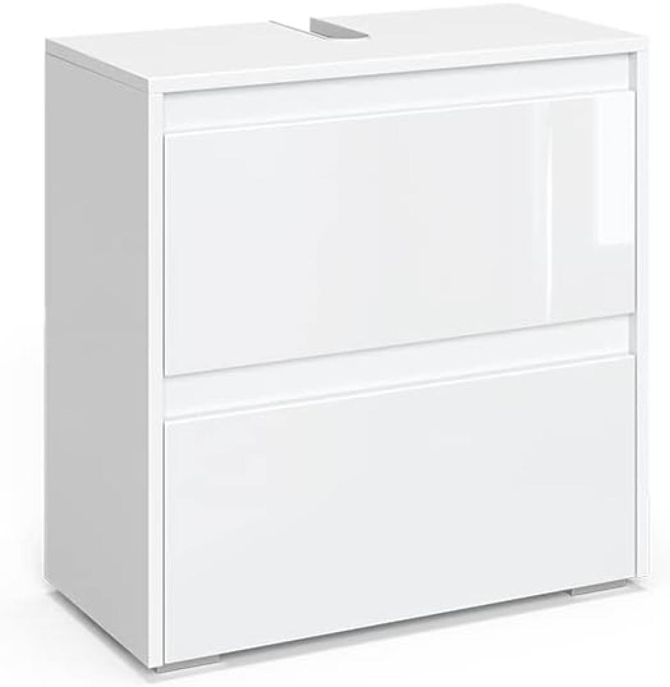 Vicco 'Majest' Waschbeckenunterschrank mit 2 Schubladen, weiß Hochglanz, 60 x 62 cm Bild 1