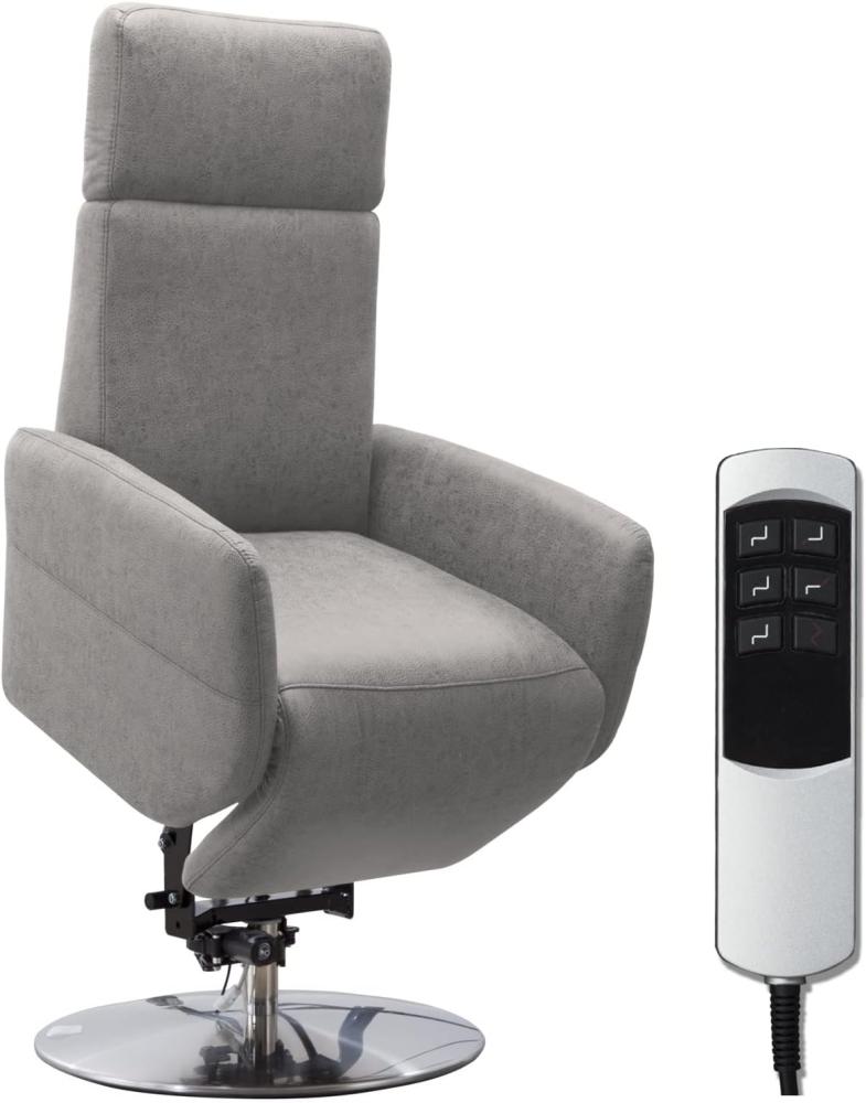 Cavadore 'Cobra' TV-Sessel/Fernsehsessel mit 2 E-Motoren, Akku und Aufstehhilfe/Relaxfunktion, Liegefunktion Hellgrau Ergonomie M Bild 1