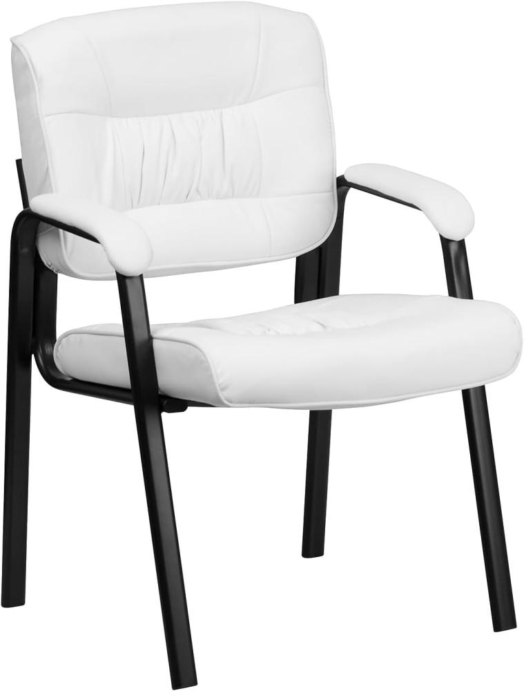 Flash Furniture Bürostuhl mit mittelhoher Rückenlehne – Schreibtischstuhl mit gepolsterten Armlehnen und LeatherSoft-Material – Ideal für Home Office oder Büro – Weiß/ Schwarz Bild 1