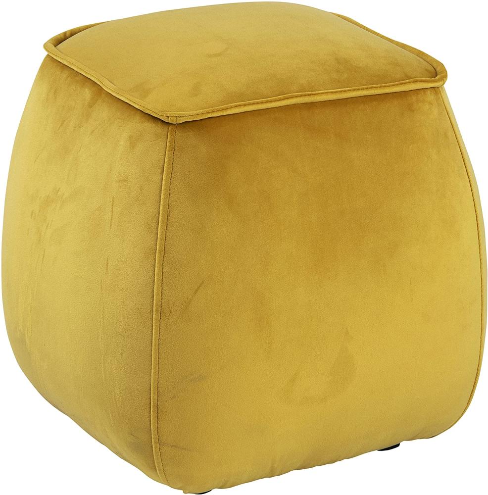 Hocker MIE Sitzkissen Pouf mit Samtstoff in gelb 40x40 cm Bild 1