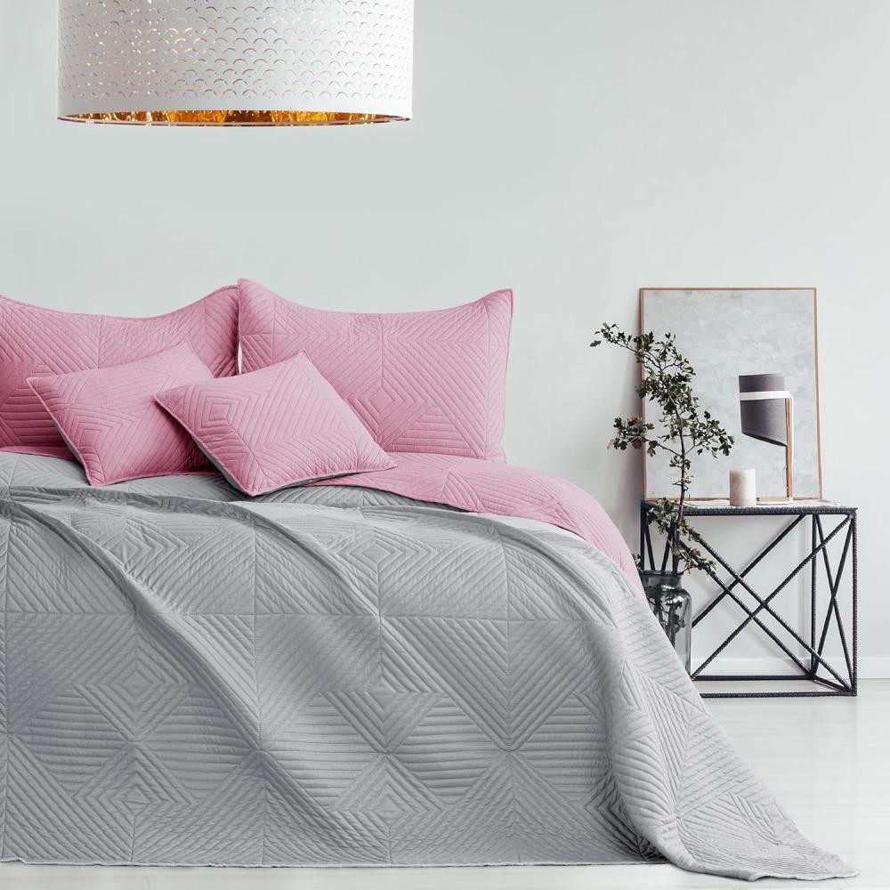 AmeliaHome Tagesdecke rosa grau 170x210 Bettüberwürf zweiseitig Ultrasonic Steppung Polyester Softa Bild 1