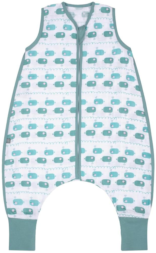 emma & noah Baby Schlafsack mit Füßen 0. 5 TOG, Musselin Schlafsack mit Beinen für den Sommer, 100% Bio-Baumwolle, OEKO-TEX Zertifiziert, Stampelsack für Neugeborene (Wal Blau, 70 cm) Bild 1