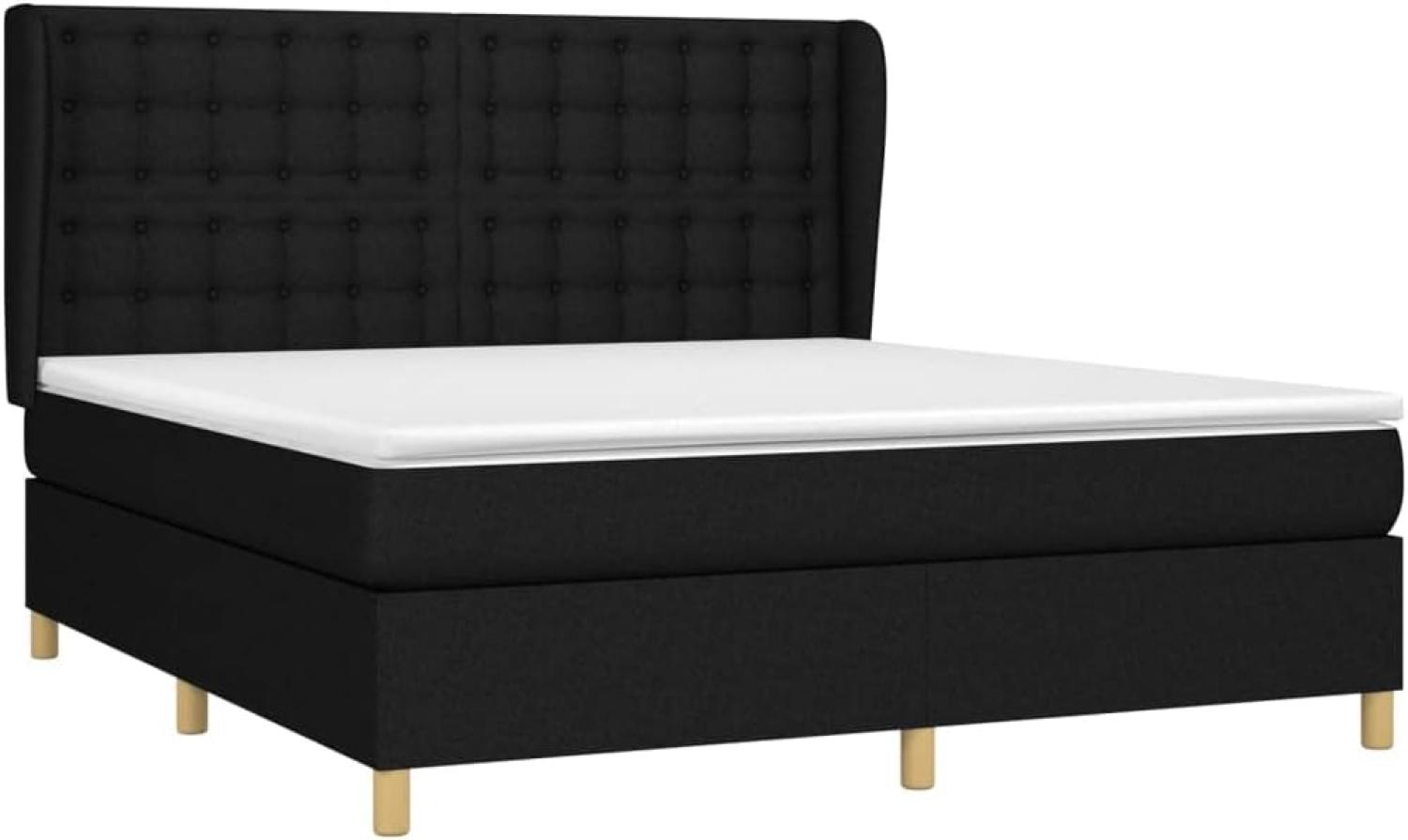 vidaXL Boxspringbett mit Matratze Schwarz 180x200 cm Stoff Bild 1