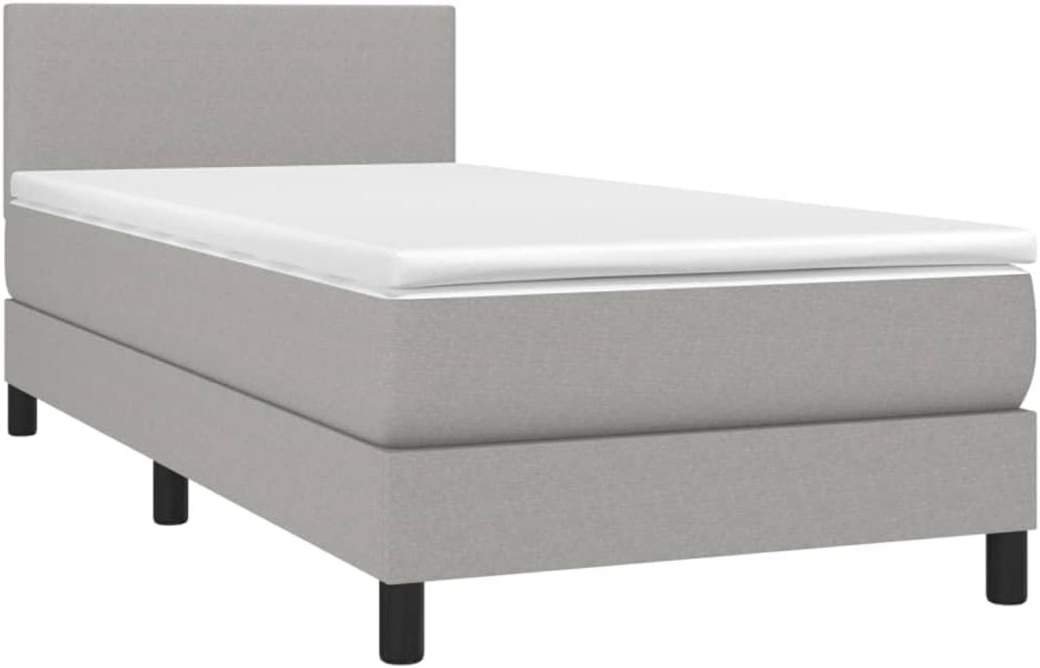 vidaXL Boxspringbett mit Matratze Hellgrau 100x200 cm Stoff Bild 1