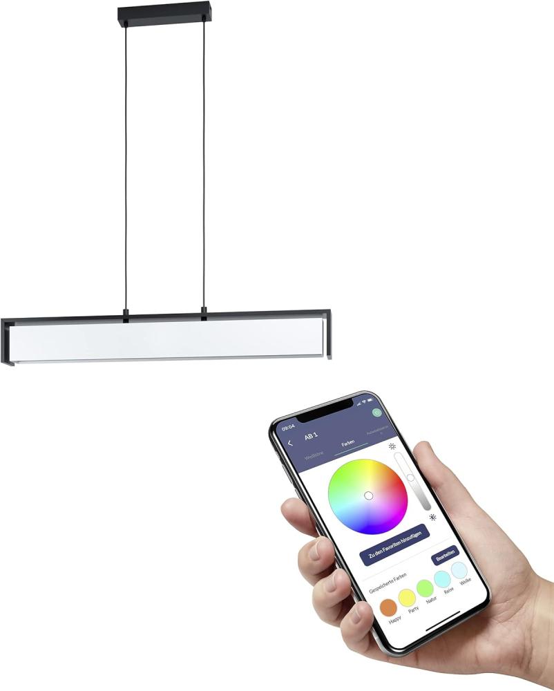 Eglo 900075 LED Hängeleuchte VALDELAGRANO-Z weiss schwarz L:100 B:10. 5 H:110cm dimmbar 2700-6500K mit Connect-Z Funktion Bild 1