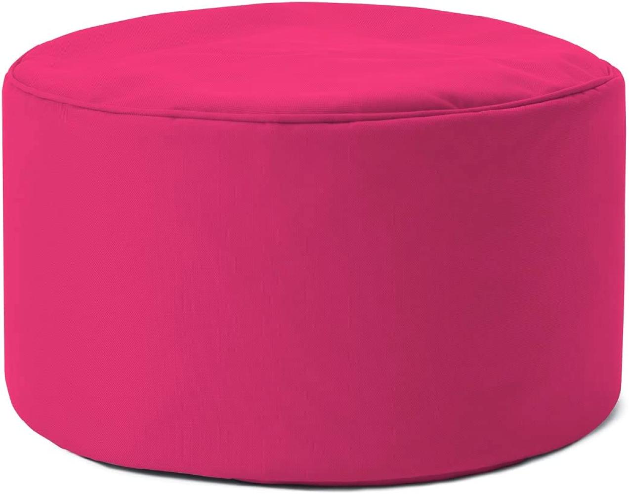 Lumaland Indoor Outdoor Sitzsack Hocker 25 x 45 cm - Runder Sitzpouf, Sitzsack Bodenkissen, Fussablage, Bean Bag Pouf - Wasserabweisend - Pflegeleicht - ideal für Kinder und Erwachsene - Pink Bild 1