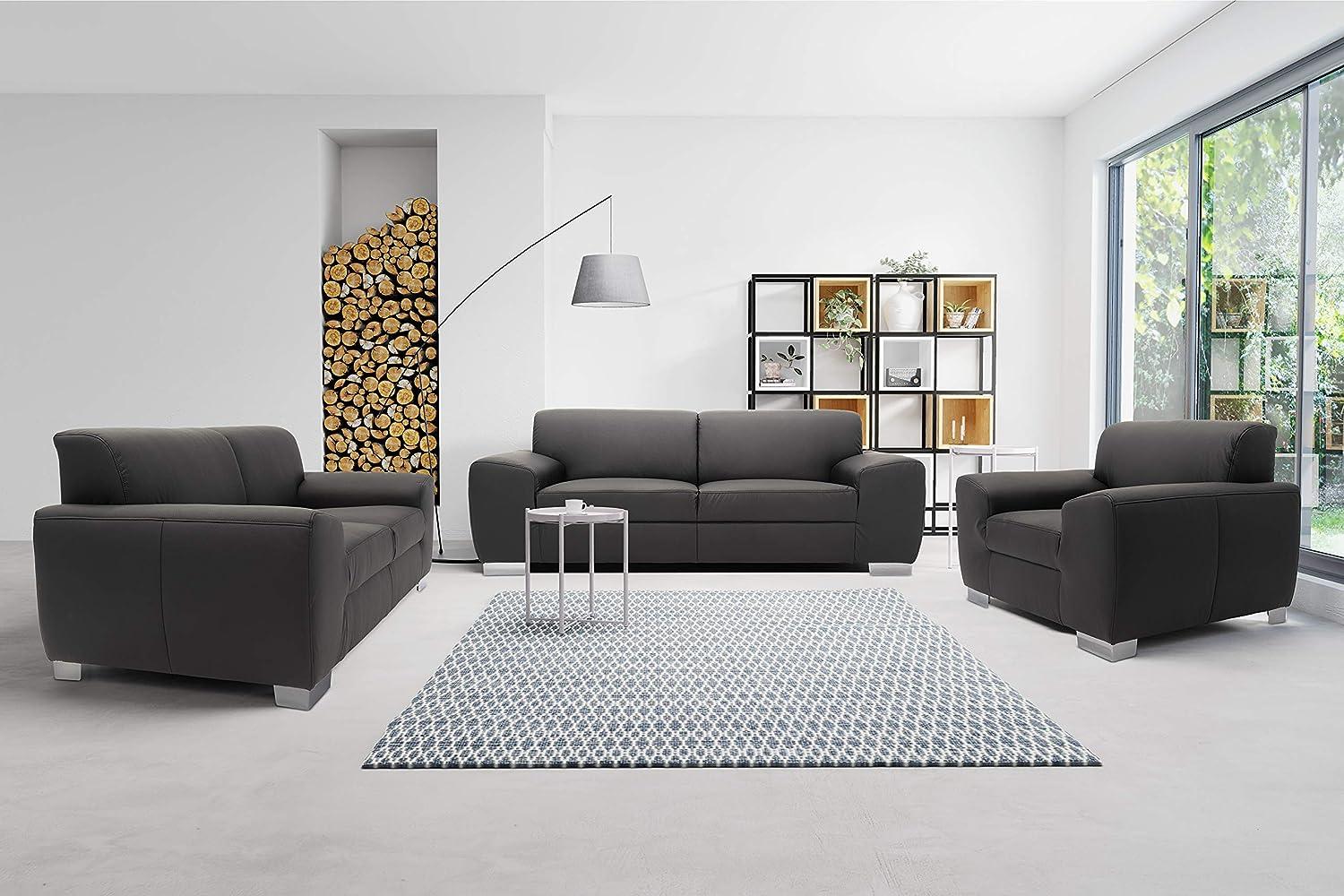 DOMO. collection Ricardo Couch 2-Sitzer Sofa/Breite: 204 cm, Garnituren mit Federkern in Kunstleder, schwarz, 204x95x81 cm Bild 1