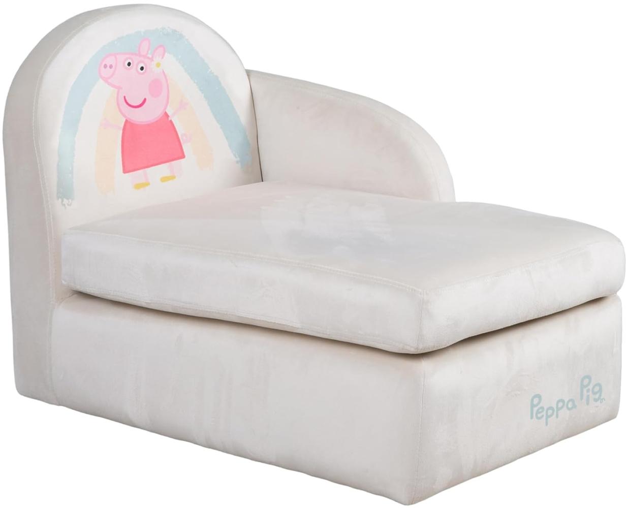 roba Kindersofa Peppa Pig im Lounge Stil - Kindercouch mit Armlehne für Mädchen & Jungen ab 18 Monaten - Belastbar bis 80 kg - Beige/Rosa Bild 1