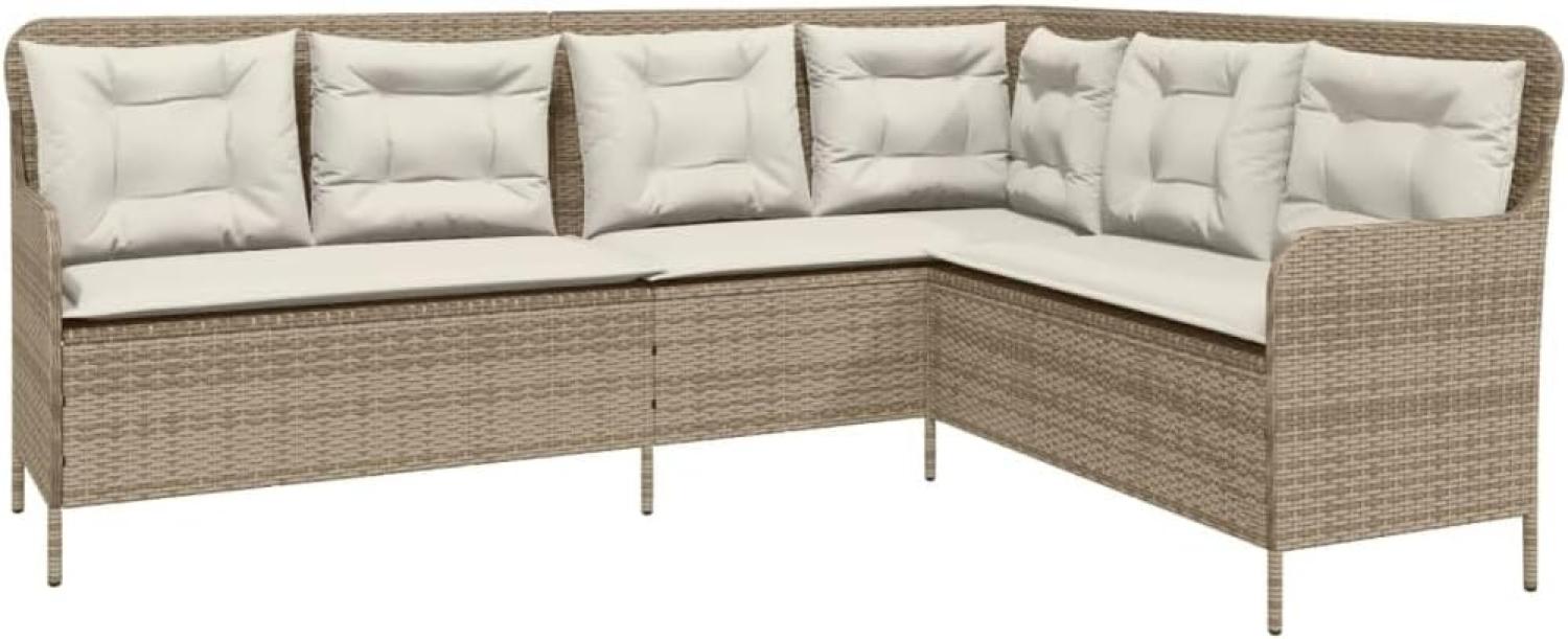 Gartensofa in L-Form mit Kissen Beige Poly Rattan 369004 Bild 1