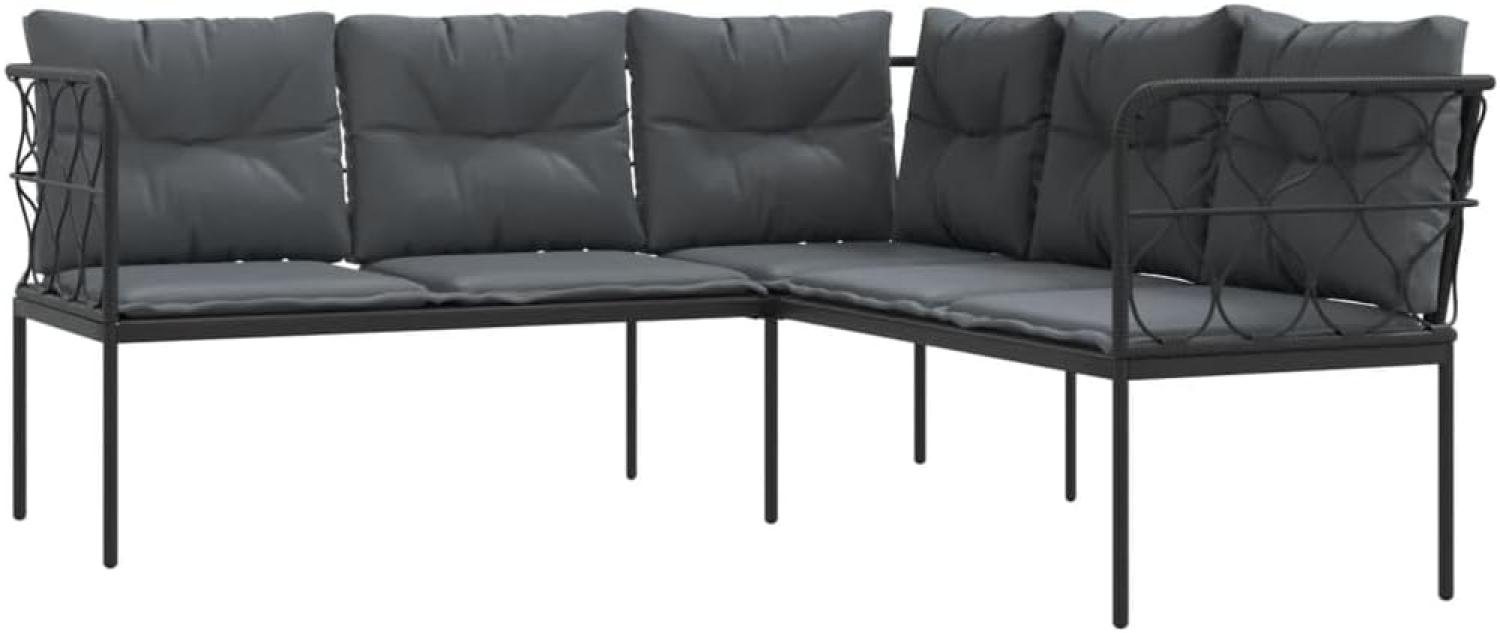 Gartensofa in L-Form mit Kissen Schwarz Stahl und Textilene 4008110 Bild 1