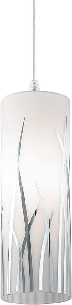 Eglo 92739 Pendellampe RIVATO Glas mit Dekor weiss, chrom E27 max. 1X40W H:110cm Ø9cm dimmbar Bild 1