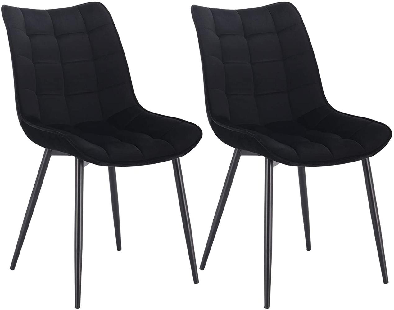 2er-Set Küchenstuhl mit Rückenlehne aus Samt Metallbeine Elif schwarz Bild 1