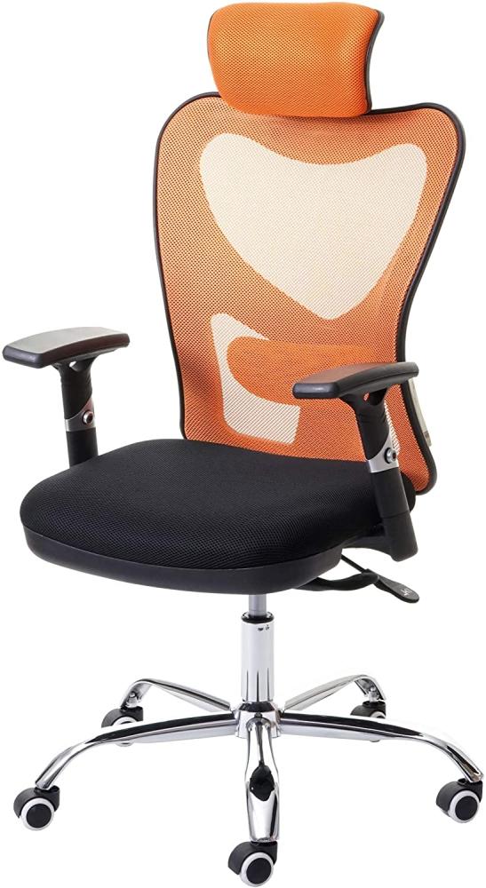 Bürostuhl HWC-F13, Schreibtischstuhl Drehstuhl, Sliding-Funktion 150kg belastbar Stoff/Textil ~ schwarz/orange Bild 1