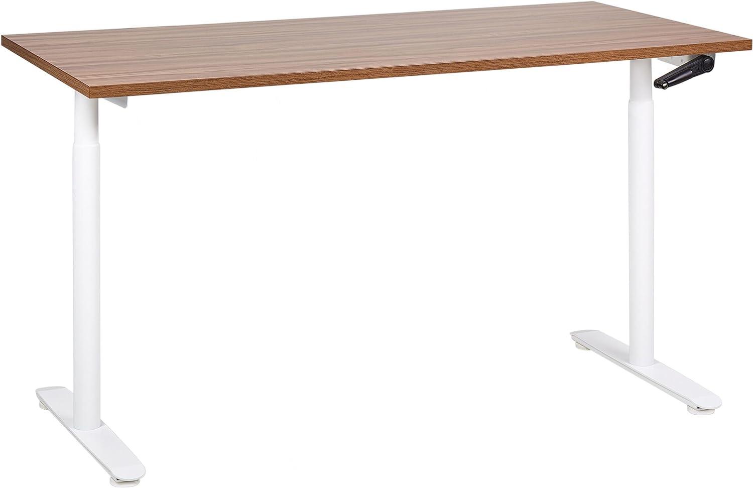 Schreibtisch braun weiß 160 x 72 cm manuell höhenverstellbar DESTINAS Bild 1