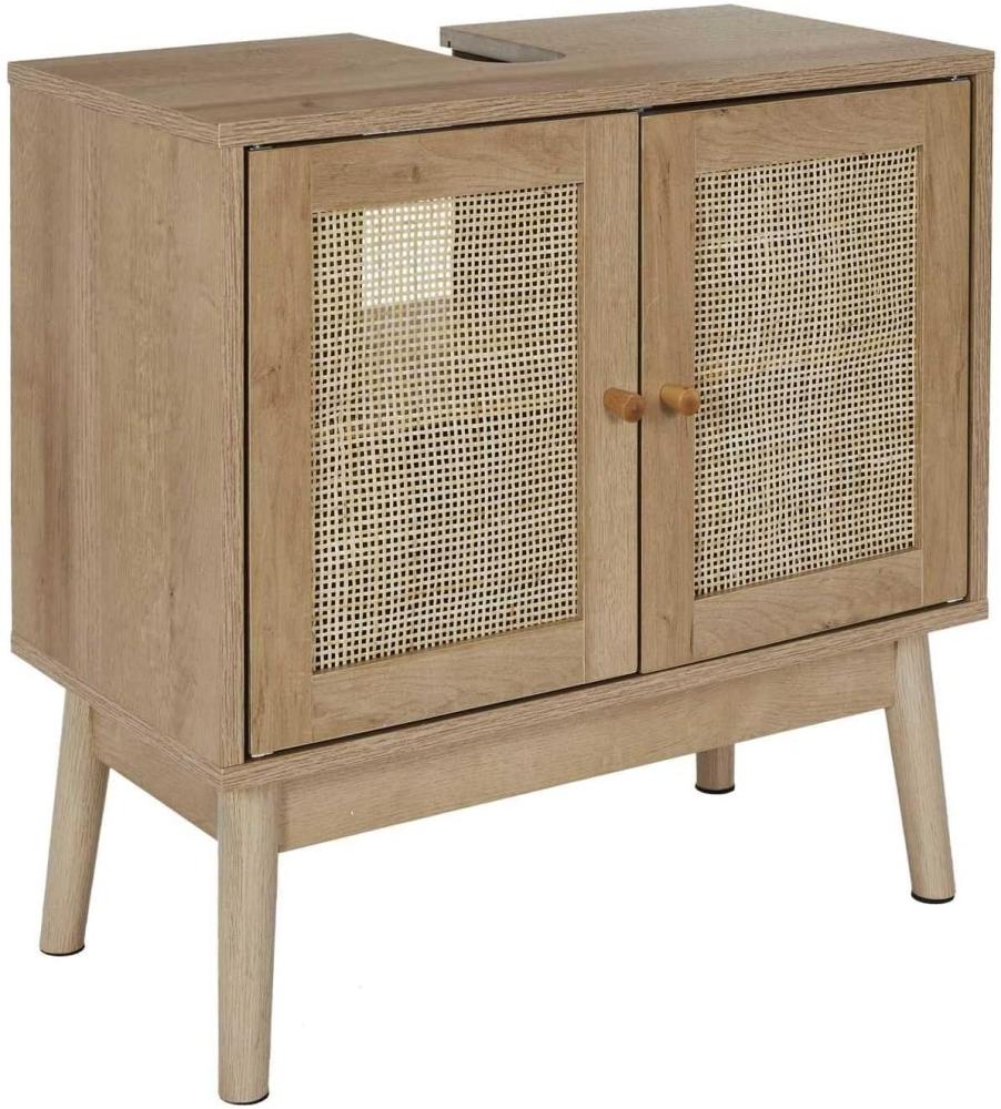 HOME DECO FACTORY, HD0227, Waschtischunterschrank, Modell Bali, Natural Crush Collection, Möbel, Schrank, Badezimmermöbel, 60 x 70 x 30 cm, Braun, Holz – Spanplatten, 60x70x30 cm Bild 1