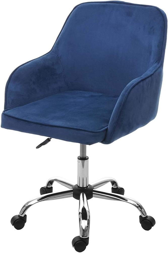 Bürostuhl HWC-F82, Schreibtischstuhl Chefsessel Drehstuhl, Retro Design Samt ~ blau Bild 1