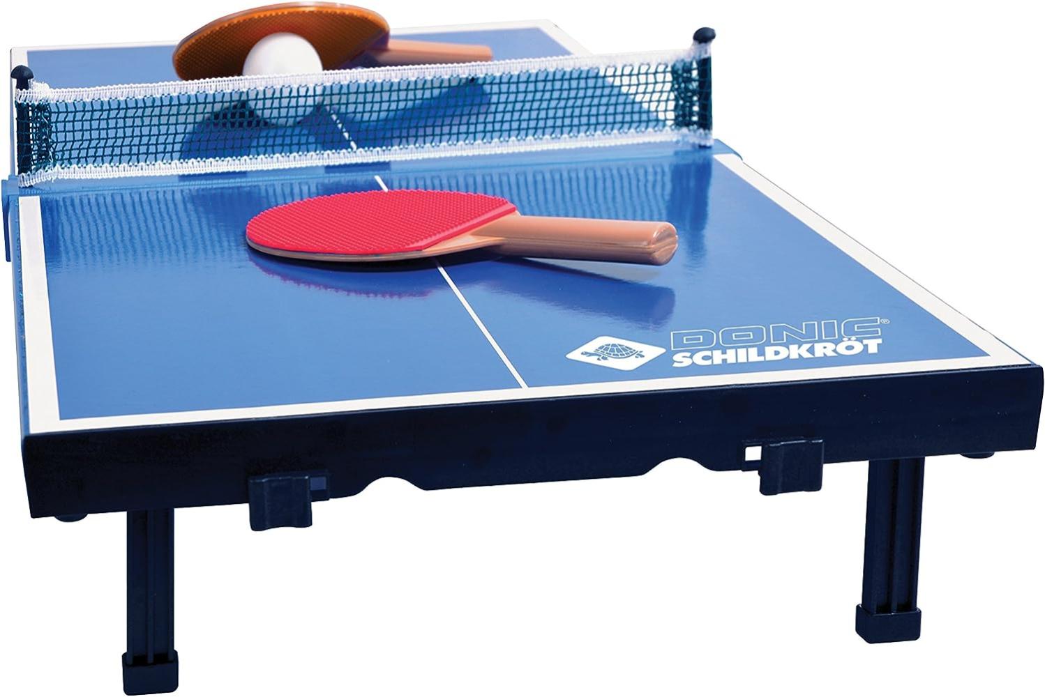Donic-Schildkröt 838576 'Tischtennis-Mini-Tisch-Set, 68x33x9cm, Indoor, mit 2 Schlägern, 1 Ball, klappbar, Aktenkoffer-Größe, blau Bild 1